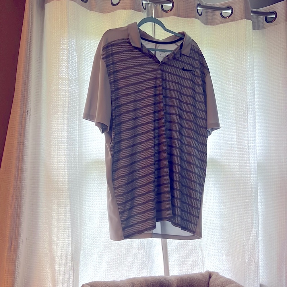 Nike Dri Fit 3XL Grey with Black Stripes Golf Polo